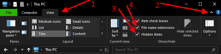 Enabling Hidden Items in Windows